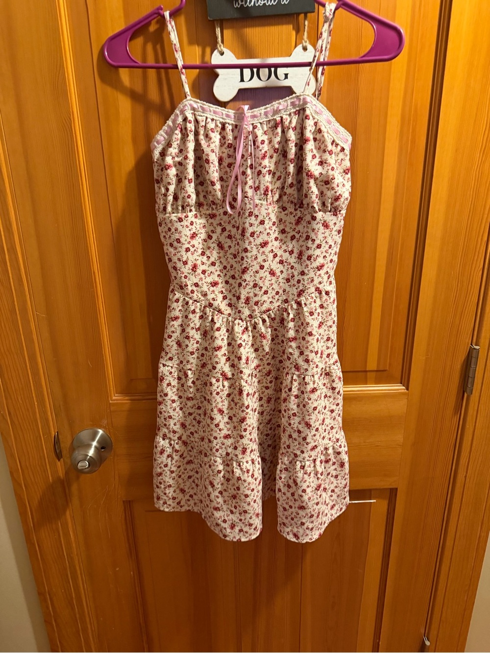 Monteau Cream and Pink Floral Spaghetti-Strap Sundress